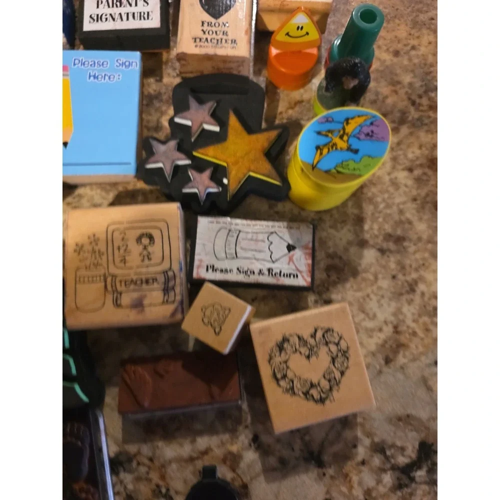 Teacher Homeschool. Classroom. 34 Random.Stamps Class Jar With Lid. Student